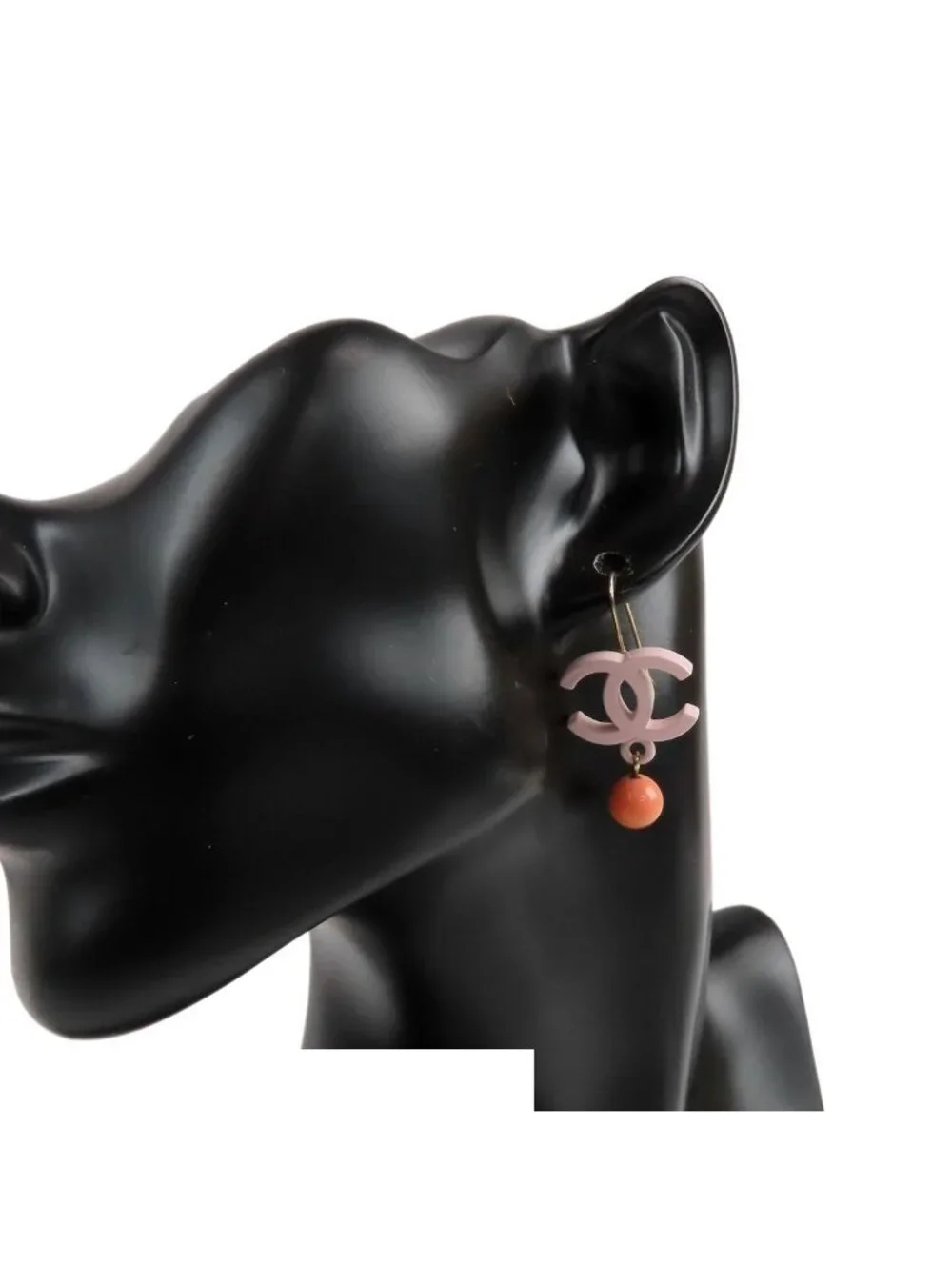 Chanel Earrings Pink Metal Swing CC Logo